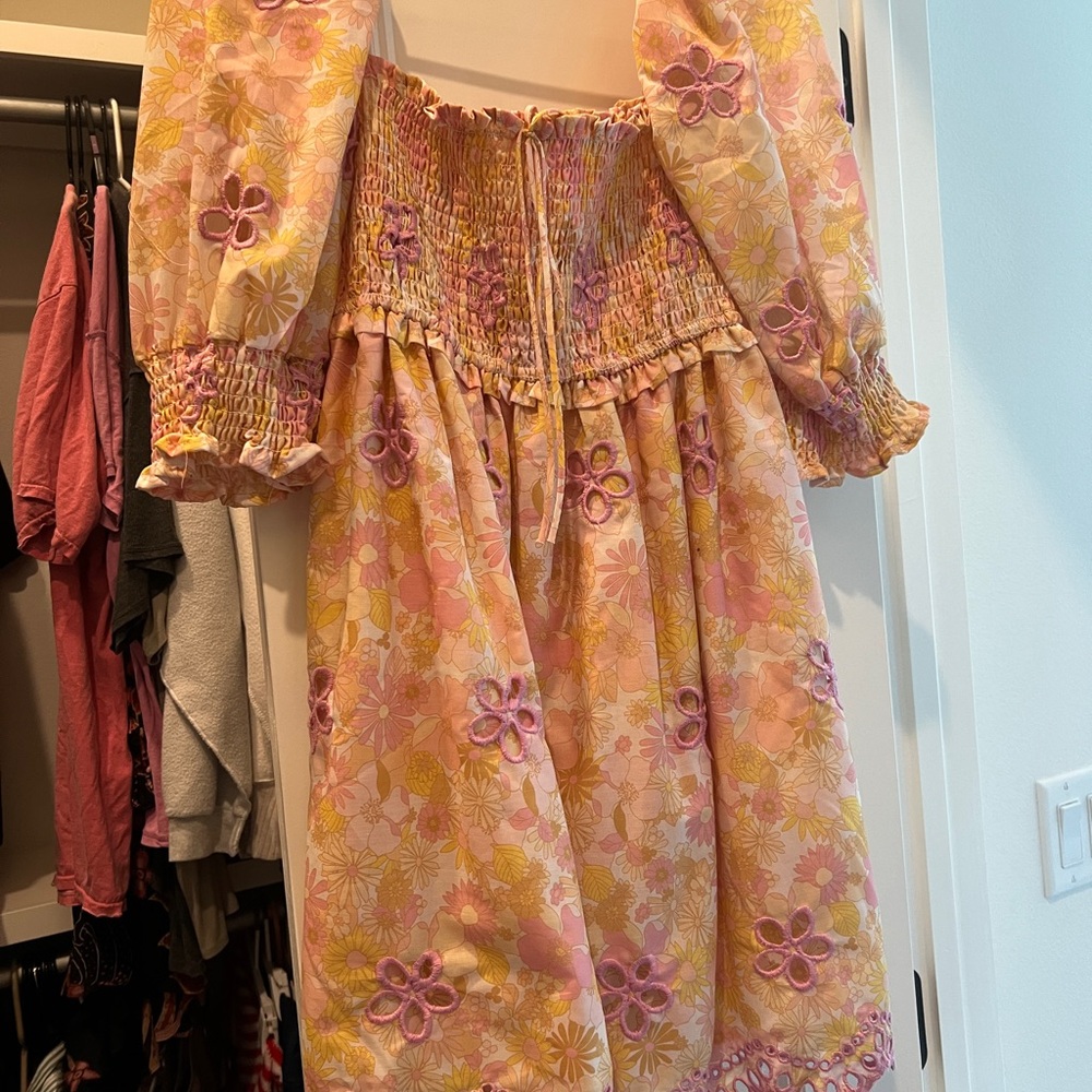 Floral Kids Dress in Pink and Yellow